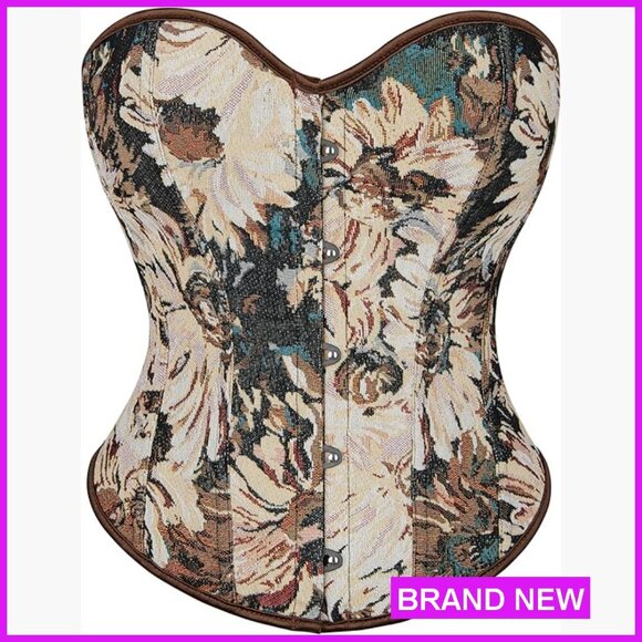Other - Vintage Lace Up Bustier Corset Top Retro Floral Embroidery Off Shoulder Elegant